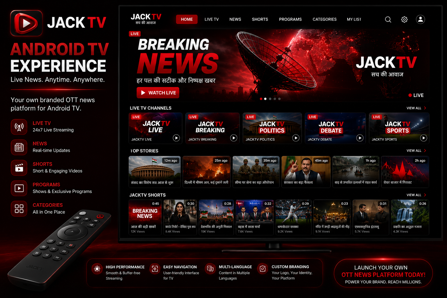 JACKTV Android TV app UI