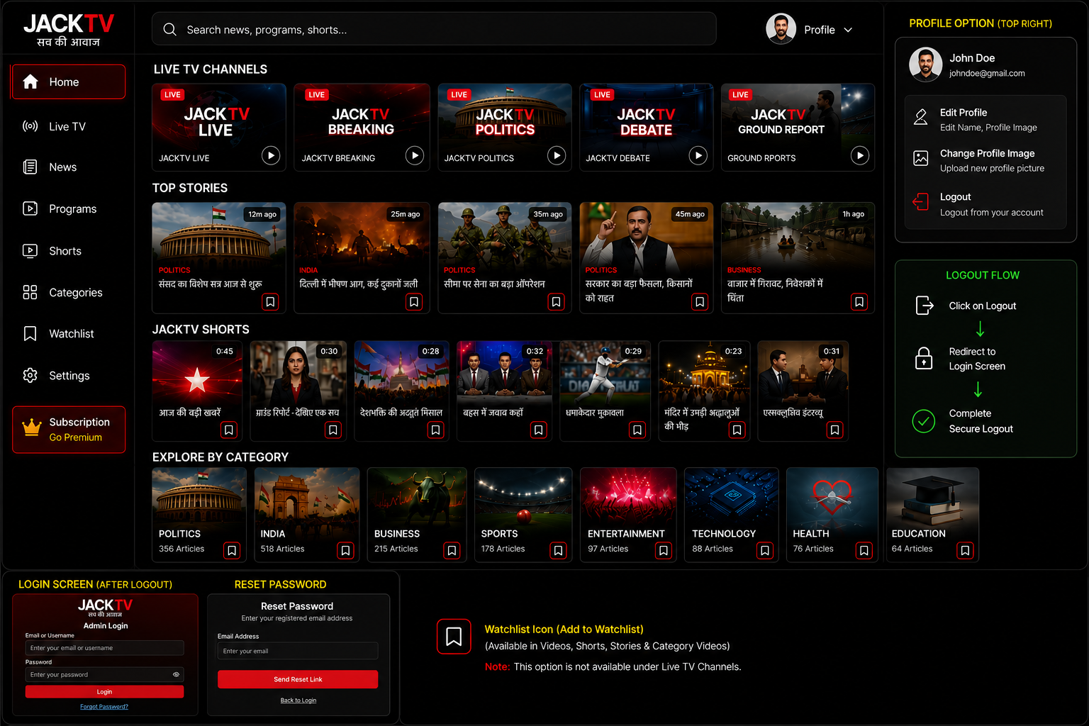 JACKTV Android TV app preview